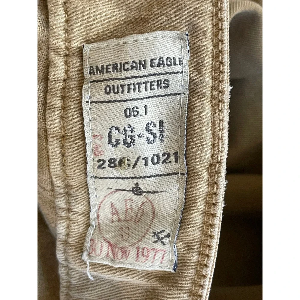 American Eagle Mens Hemmed to 28x24‎ Cargo Pants Tan Khaki Cotton Leg Utility
